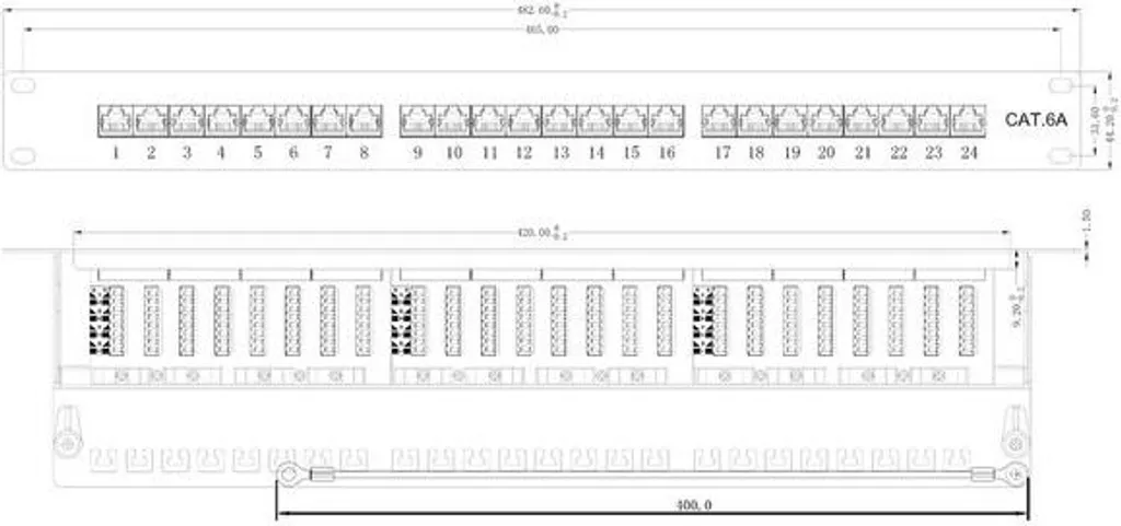 Distribuzione Rete Goobay 90854 CAT 6a STP 24 Porte Rack 19 Pollici - 14