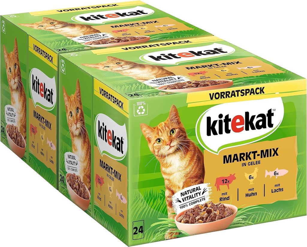 Kitekat Nassfutter Frischebeutel für Katzen 2 x 24 x 85 g