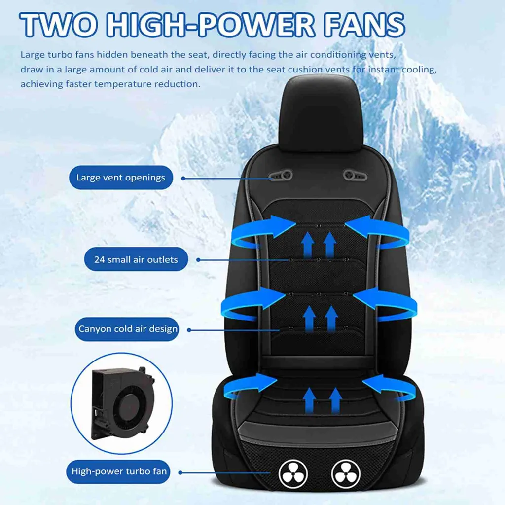 Coussin d'assise réfrigéré 12V/24V - Siège ventilé universel auto/camion