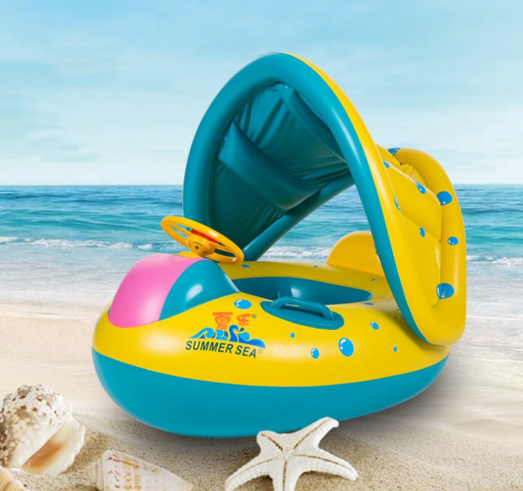 Baby Schwimmring Schwimmsitz Schwimmhilfe mit Sonnenschutz Aufblasbar Babyboot! 