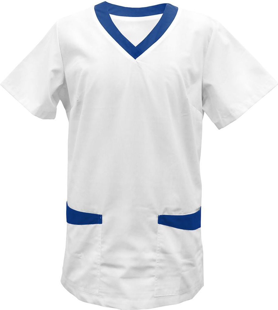 Kasack weiß mit Besatz royal blue Gr. 3XL : 3XL : royal Produktbild 