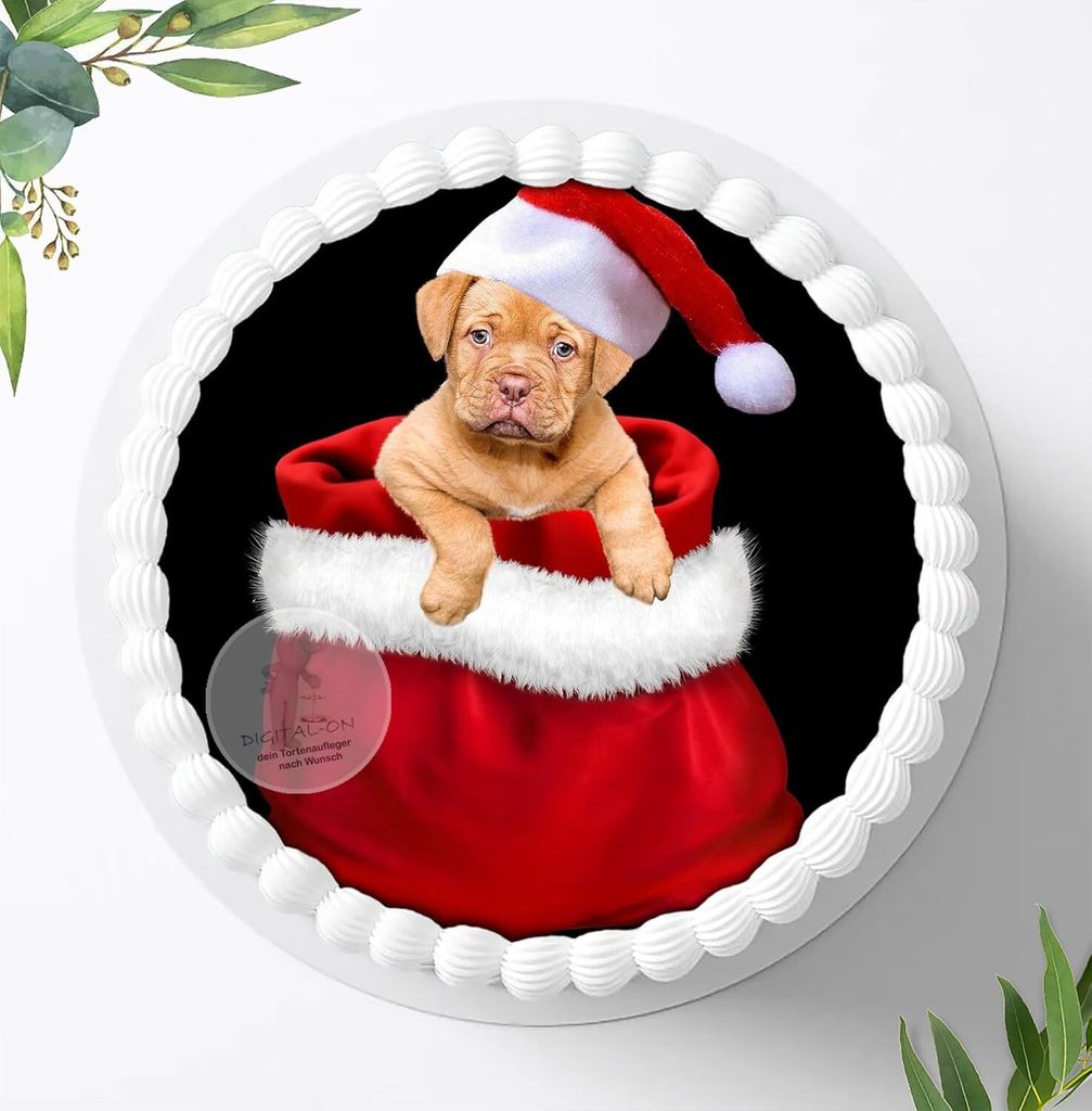 Für die Geburtstags Torte ein Tortenaufleger, Zuckerbild mit dem Motiv: Weihnachten, Essbares Foto für Torten, Fondant, Ø 20cm, 0021w