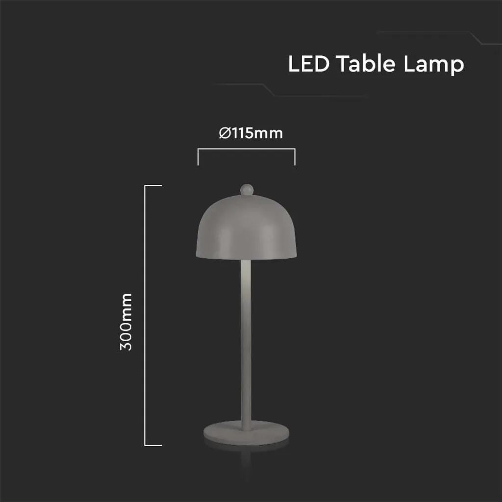 LED Solution Lampe de table rechargeable grise 300mm 3W - Réf 7987