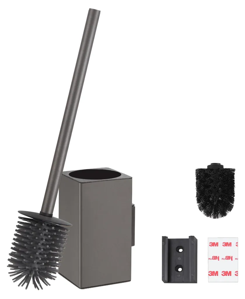 Brosse WC murale grise gain de place en inox 304 pour petite salle d'eau