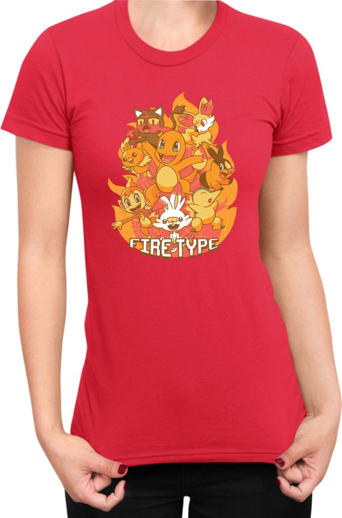 Damen T-Shirt Japan Manga Anime Comics Pokemon 025, Lady XS / Rot