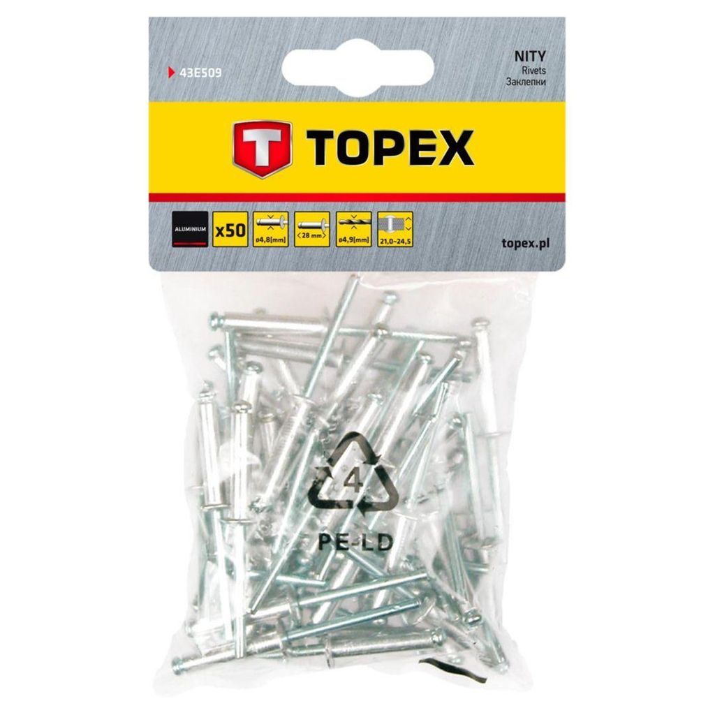 TOPEX nýty 4,8x28mm 50 ks balení, hliník Obrázek produktu 