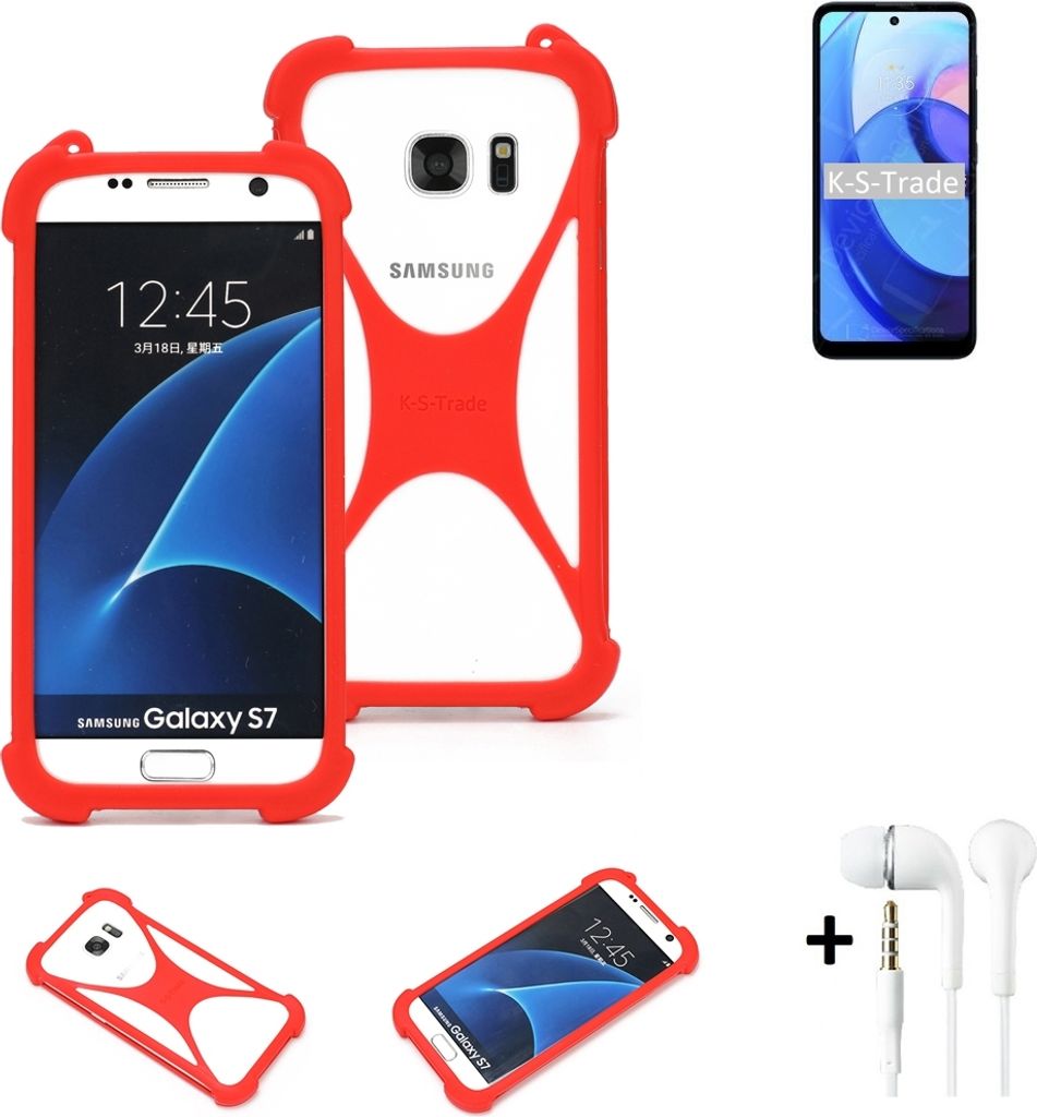 Handy-hülle + Kopfhörer kompatibel mit Motorola Moto E30 Schutz-hülle Bumper Silikon Schutz Hülle Cover Case Silikoncase Silikonbumper TPU