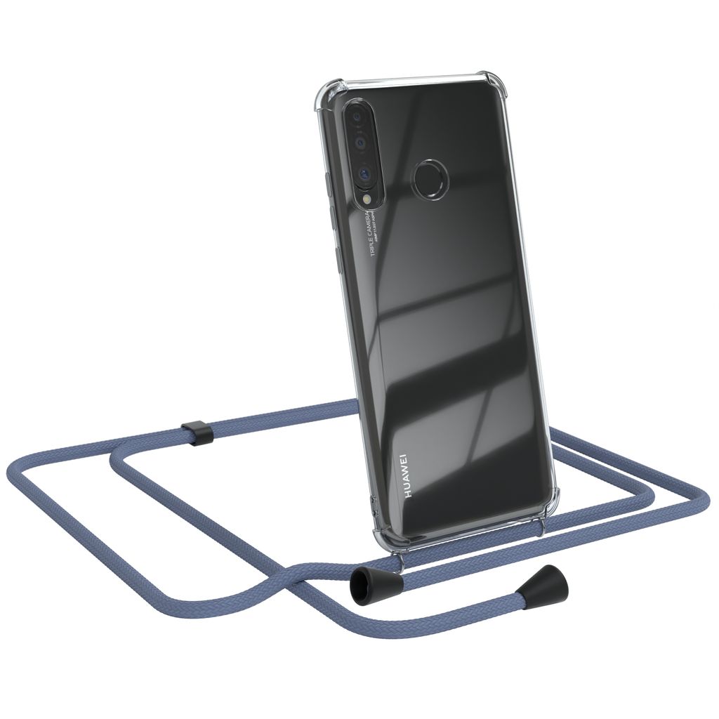EAZY CASE Handykette kompatibel mit Huawei P30 Lite, Handyhülle mit Umhängeband, Handykordel, Schutzhülle Clear, Band in Grün