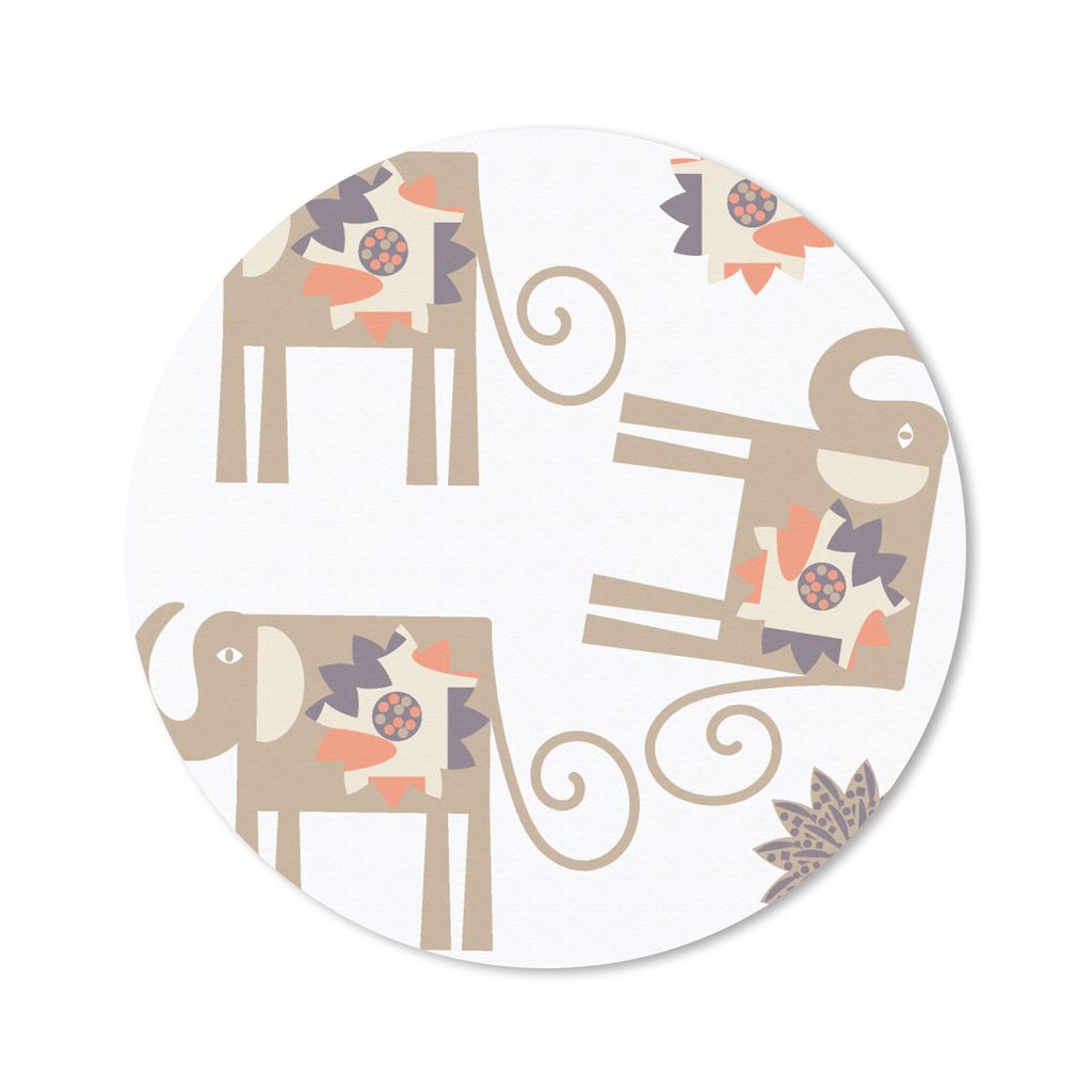 MuchoWow Mauspad Mousepad Blumen - Elefant - Muster 50x50 cm - Mousepads - Maus Mat - Pad - Mausunterlage - Vinyl