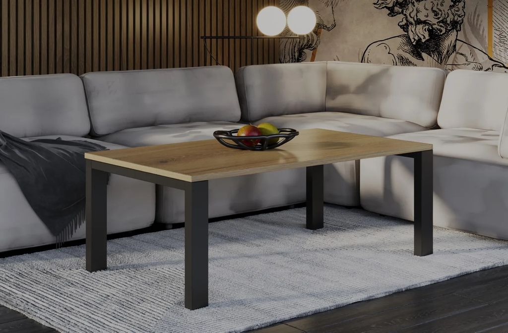 Endo-Möbel Couchtisch Garold 120x80x55 cm Wohnzimmertisch Beistelltisch (Natur Eiche)