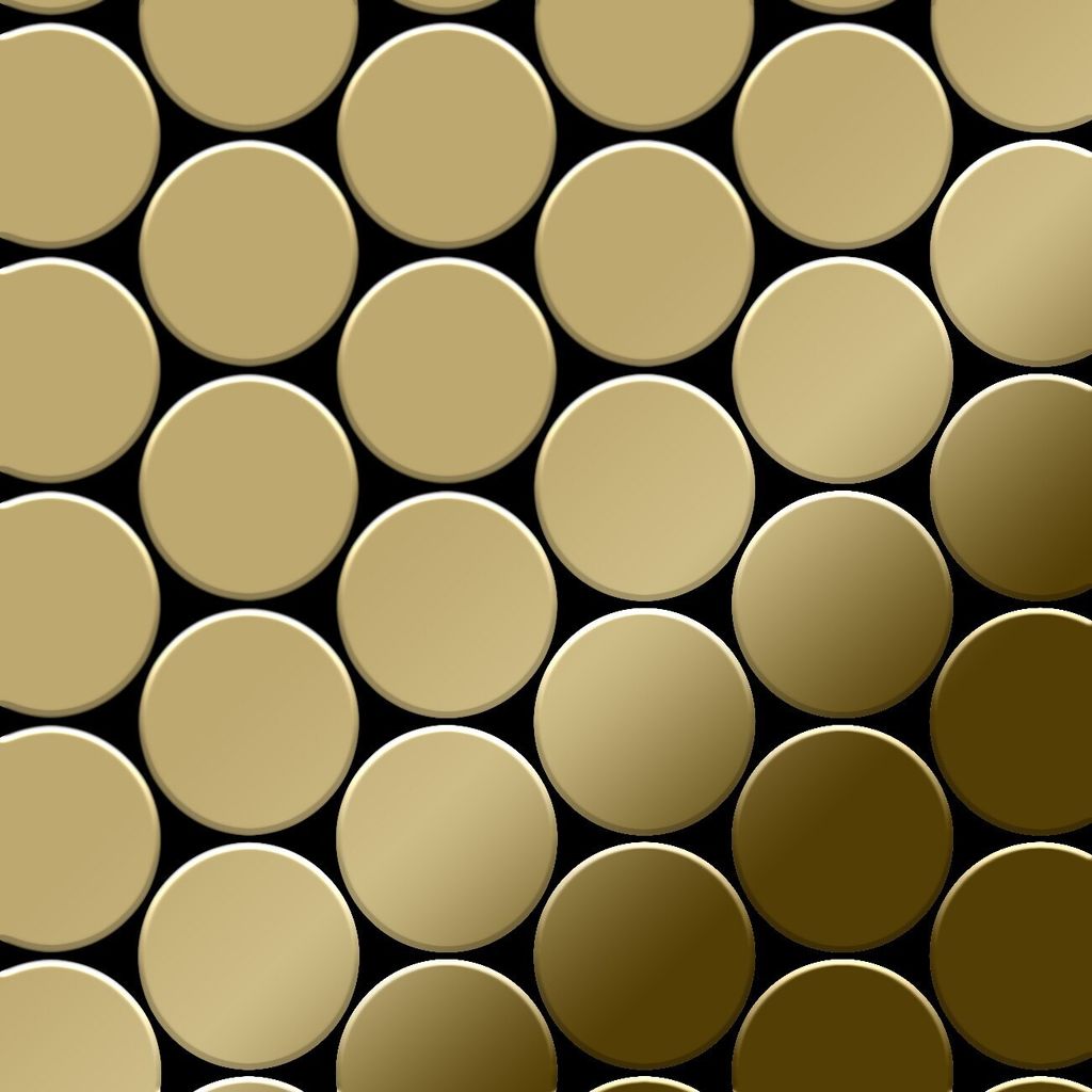 Mosaik Fliese massiv Metall Titan hochglänzend gold 1,6mm Produktbild 