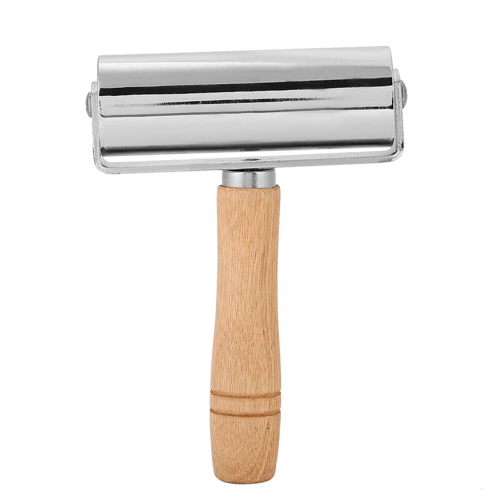 Lederwalze, 10cm, Holzgriff, Kohlenstoffstahl, für Lederverarbeitung & Handwerk