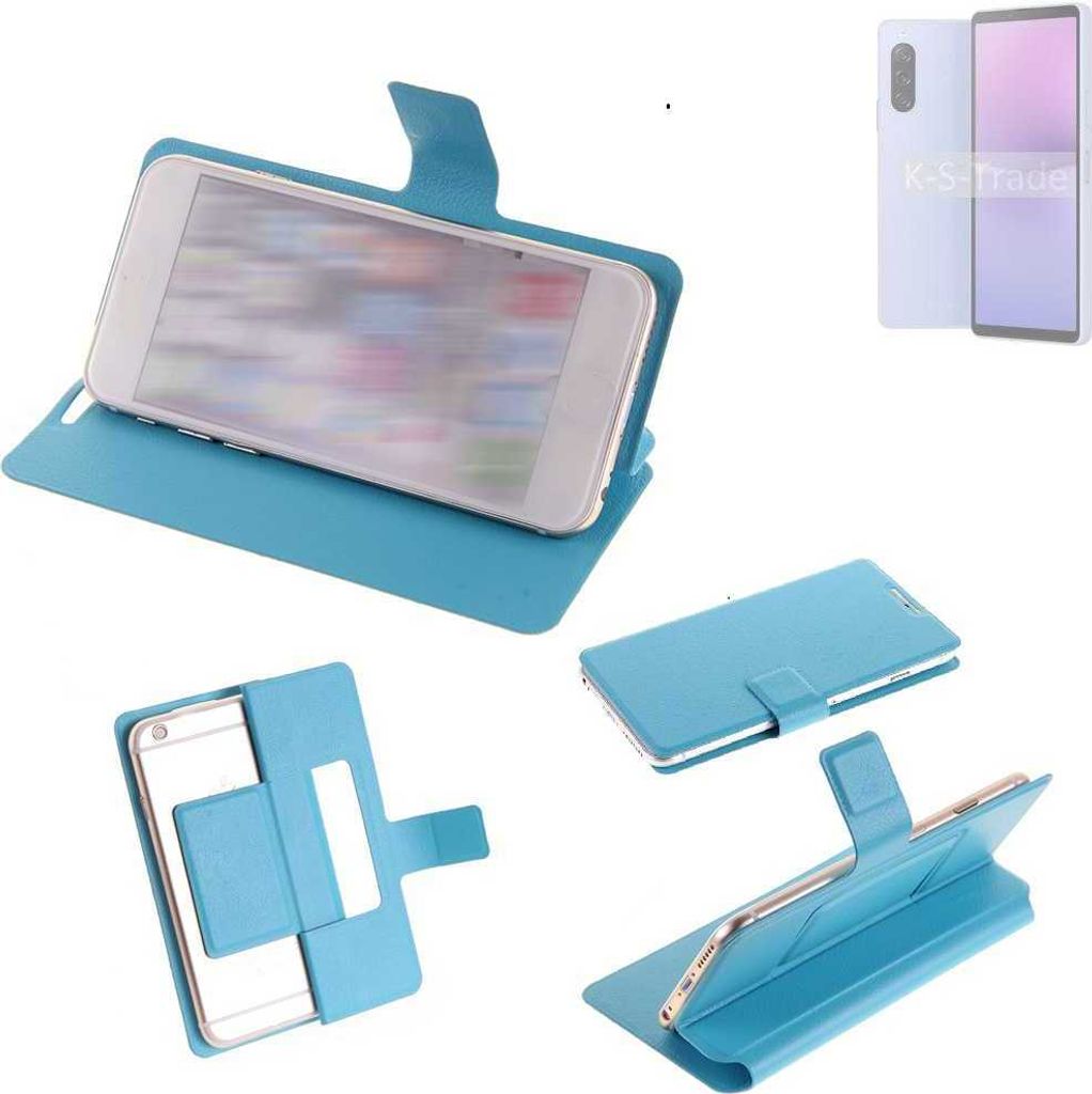 K-S-Trade Schutzhülle Handyhülle kompatibel mit Sony Xperia 10 V Flip cover Handy case Smartphone Klapphülle blau