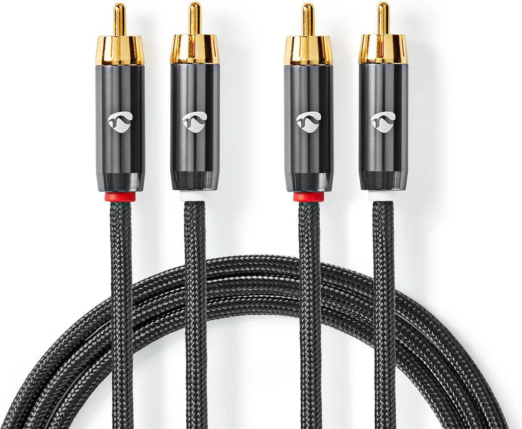 Câble RCA Stéréo Mâle Mâle 1m - Cordon Audio Double Blindé Haute Fidélité - 2