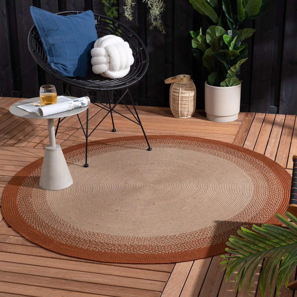 Outdoor Teppich Rund - Florence Terracotta - Ø 80 cm - Wohnzimmer, Esszimmer, Balkon, Garten, Terrasse - FRAAI | Home & Living - Boho, Modern