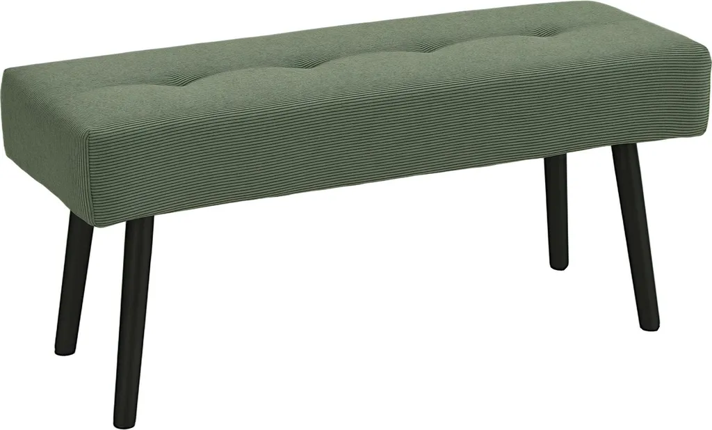 Banquette d'entrée rembourrée en velours vert avec pieds en métal