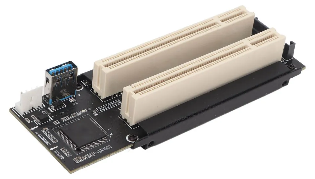 Carte d'extension PCI-E vers double PCI Plug-and-Play avec LED bleue - 5
