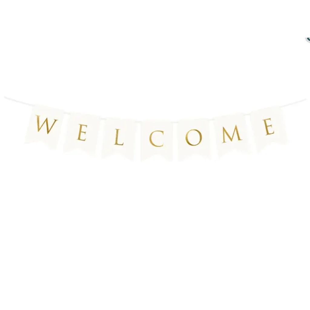 Banner Welcome, biely 15x95cm Party Deco Obrázok produktu 