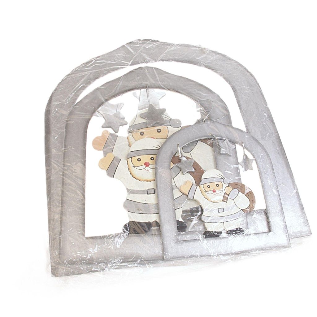 Weihnachtsdeko Hänger-Set Nikolaus - weiß-silber - 3 Stück - 3385 01