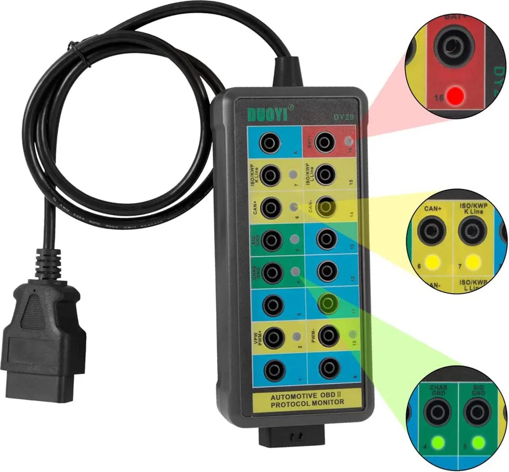 Analyseur Can-Bus OBDII Boîtier de Dérivation LED avec Câble 16 Broches - 5