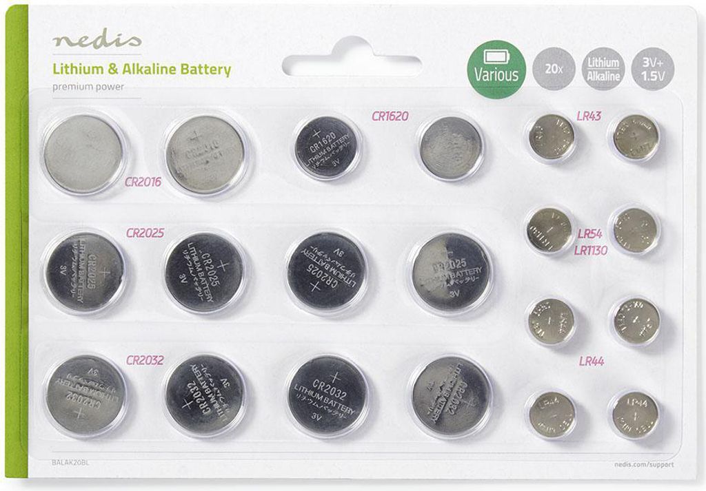 Wielopak baterii litowych / alkalicznych Nedis - 1,5 / 3 V Zdjęcie produktu 