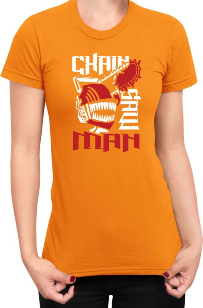 Damen T-Shirt Manga Japan Anime Comics Animation Chainsaw Anime manga Man 08, Lady L / Orange