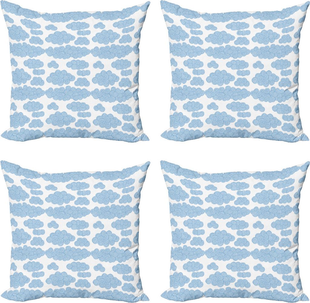 ABAKUHAUS Wolke Kissenbezug Set (4 Stück), Spiral krumme Linien, Moderner Doppelseitiger Digitaldruck, 45 cm x 45 cm, Azure Blue and Baby Blue