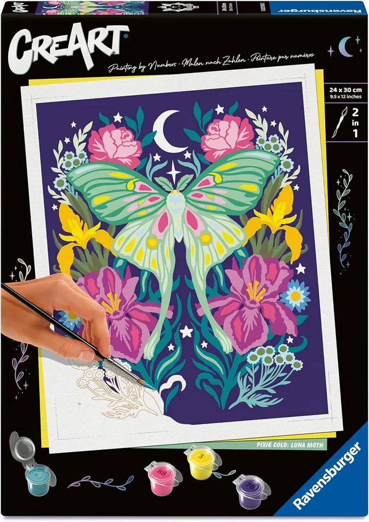 Ravensburger CreArt Adultes Pixie Cold Luna-Motte - Kit Peinture Numéro