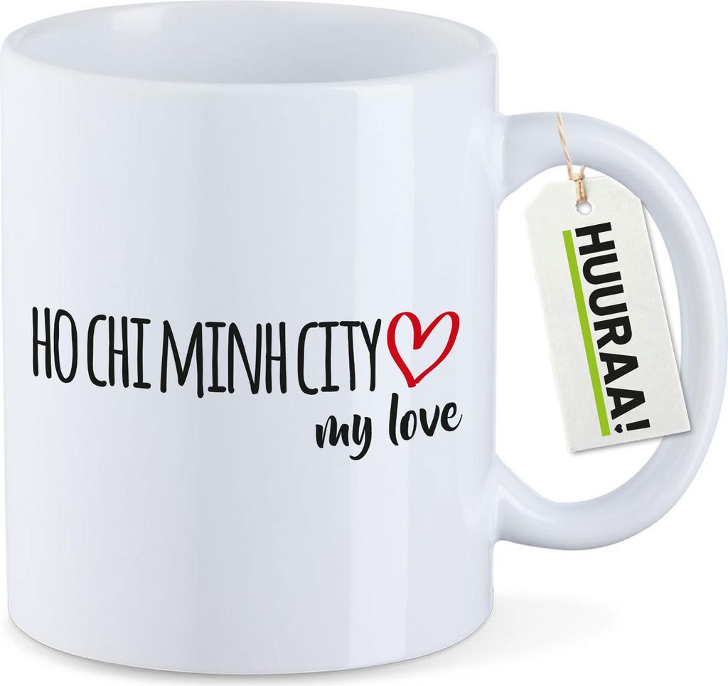 Huuraa Kaffeetasse Ho Chi Minh City my love 330ml Weiß Keramik Kaffeebecher Geschenkidee