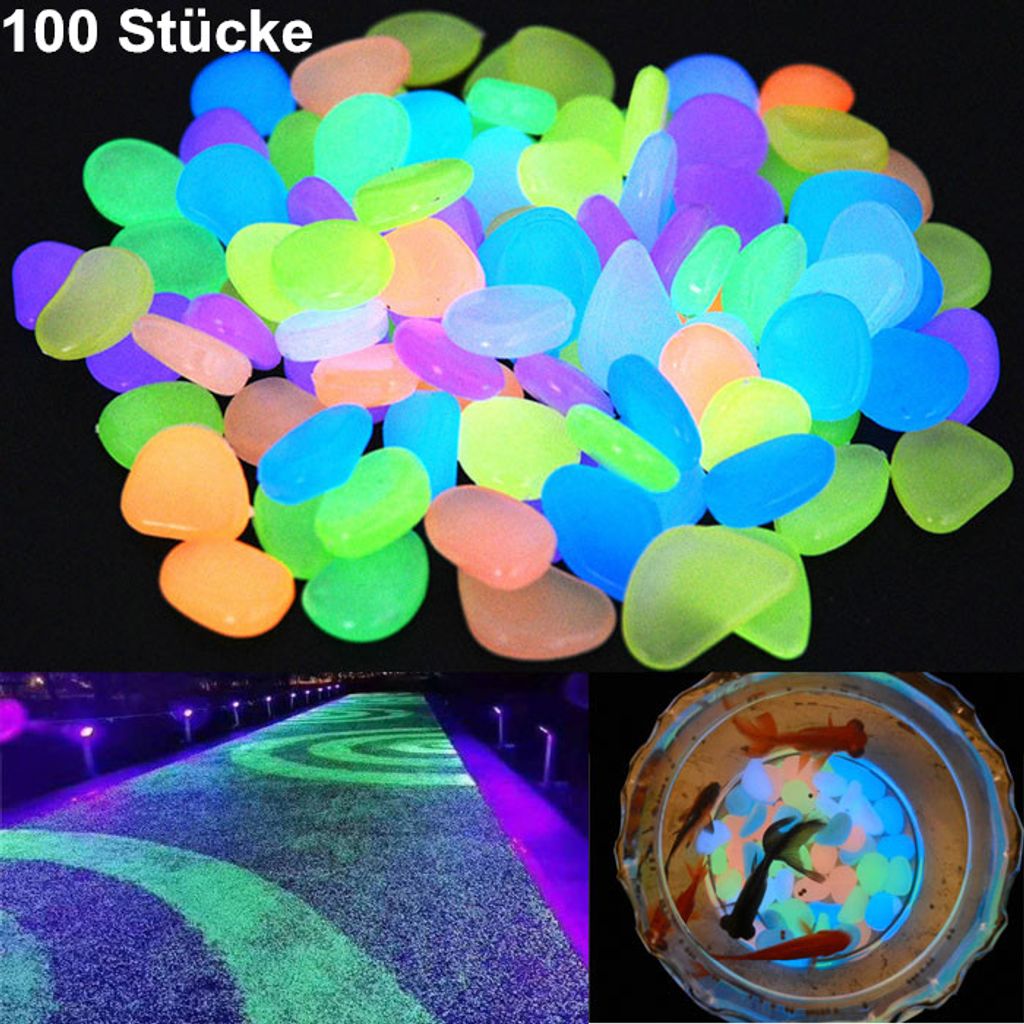 100~500 Stein Leuchtsteine Leuchtkiesel leuchtende Kiesel Aquarium Gehweg Garden 