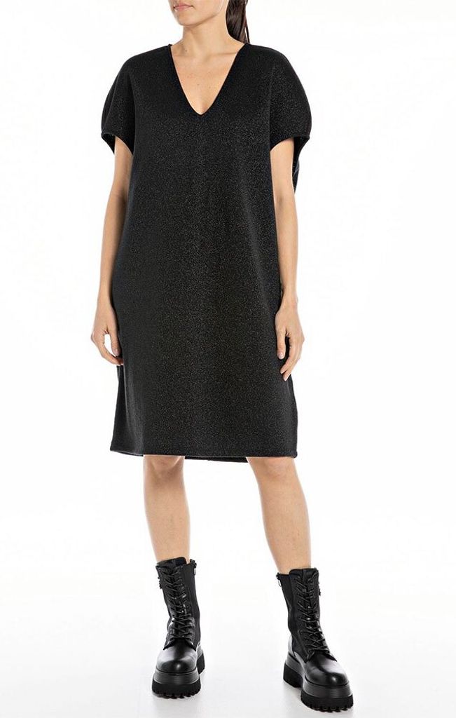 Replay W9081.000.22672 Kurzarmkleid Schwarz M Frau Schwarz M