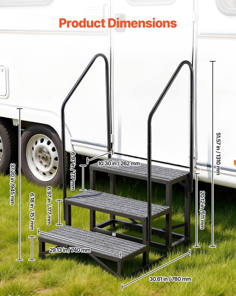 Escalera para autocaravanas VEVOR con 2 barandillas (3 Imagen del producto 