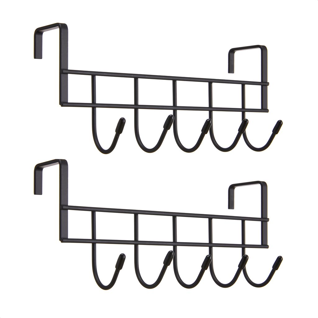2er-Set Türgarderoben - Türbügel - Garderobenständer für Handtücher und Kleidung - Metall - Schwarz