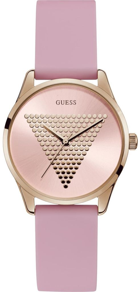 Guess Damen Armbanduhr Mini Imprint P RS GLD CS / SUN ROSE PINK LOGO DL / PINK SMTH SILICONE STRP W1227L4