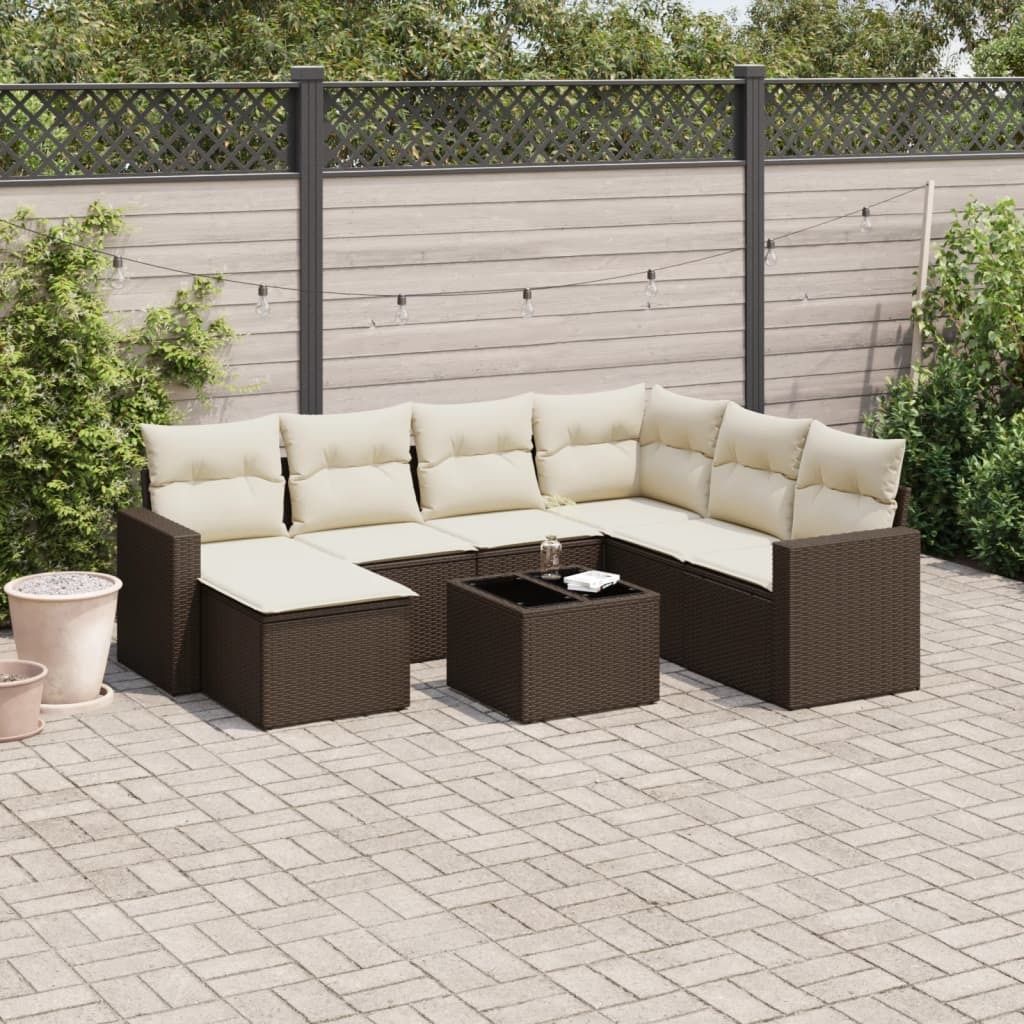 "2026 Promotion" 8-tlg. Garten-Sofagarnitur mit Kissen Braun Poly Rattan - Gartenstühle CC12665