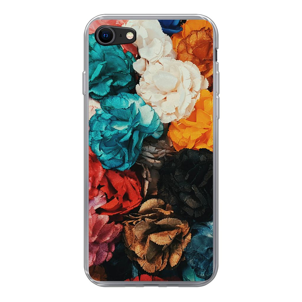 MuchoWow Handyhülle Schutzhülle Hülle für iPhone 8 Wand - Rosen - Abstrakt Silikon Softcase Handy Hülle - Schutzhaube