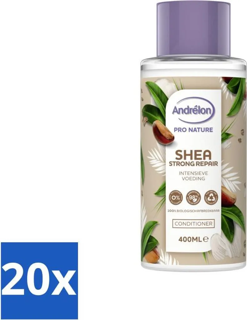 Set 20x Andrélon Pro Nature Karité Balsamo 400ml | Riparazione Intensa