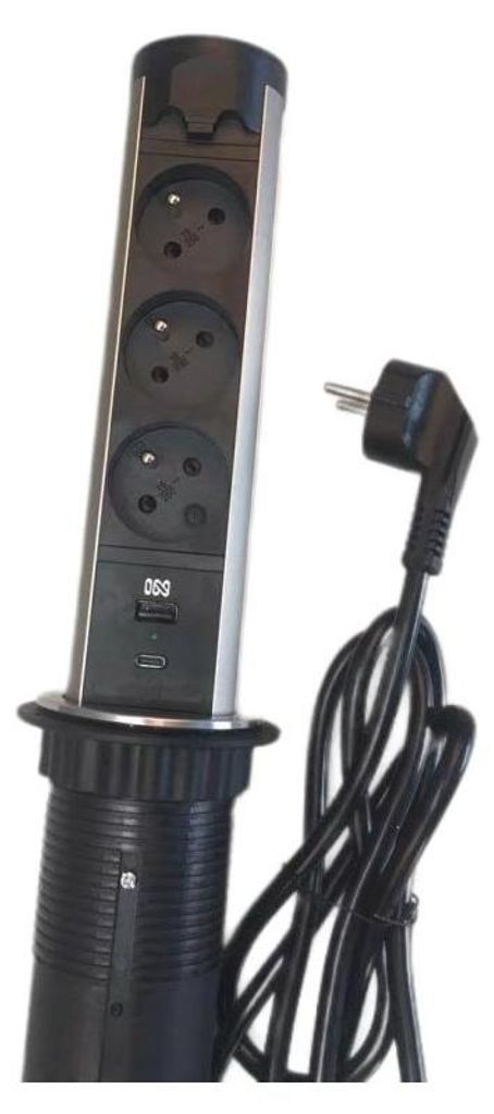 Automatik-Auszugsleiste IN 553044, 3 Steckdosen, USB A +C