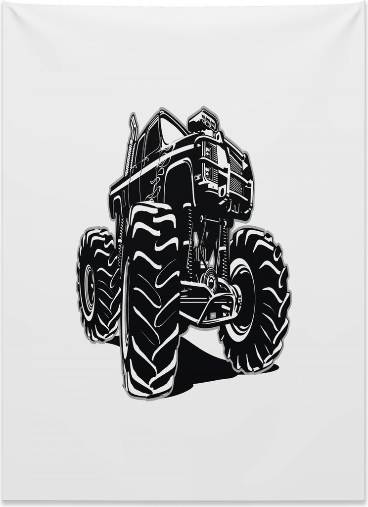 Abakuhaus LKW Wandteppich, Modifizierte Monsteraufnahme aus Weiches Mikrofaser Stoff Kein Verblassen Klare Farben Waschbar, 110 x 150 cm, Weiß Sch...