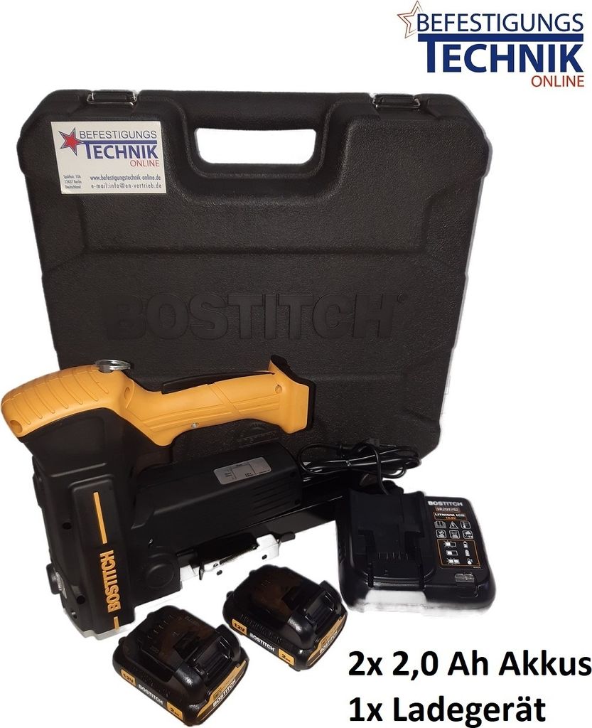 Bostitch DSA-3522-E 18-22mm 2x 2,0Ah Akku Karton Produktbild 