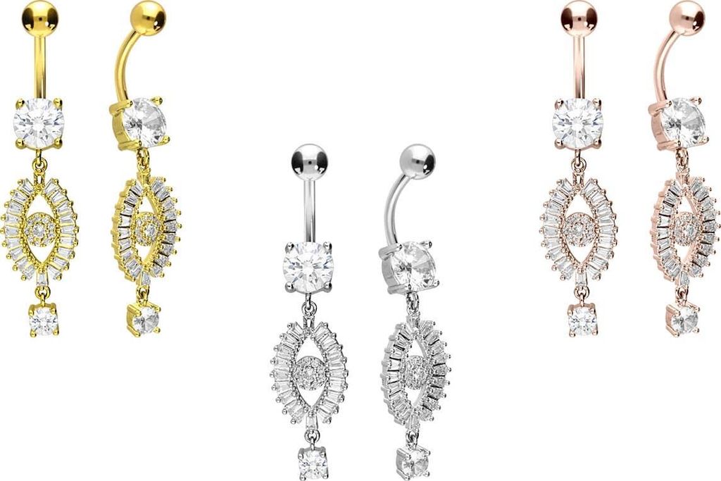 Bauchnabelpiercing Chirurgenstahl Bananabell KRISTALLAUGE