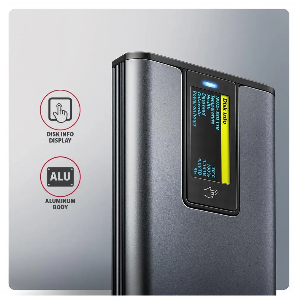 AXAGON EEM2-SD2 SSD enclosure USB3.2 Gen2 M.2 NVMe/SA - 3