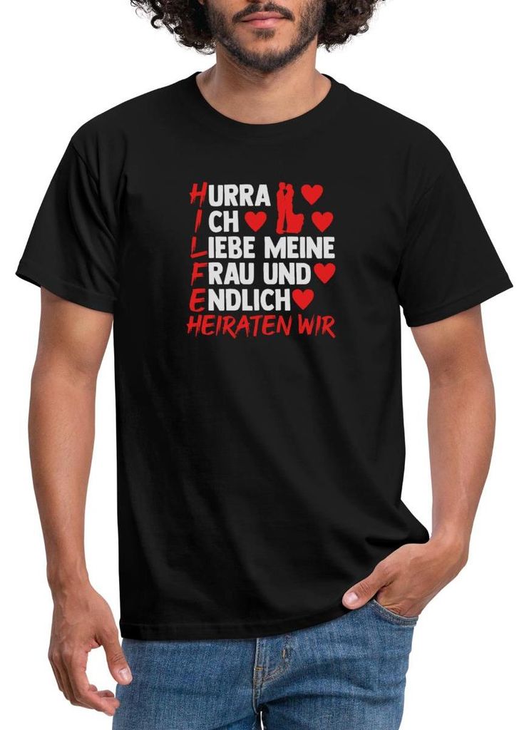 Spreadshirt JGA Männer | Hilfe Ich Heirate Männer T-Shirt, S, Schwarz