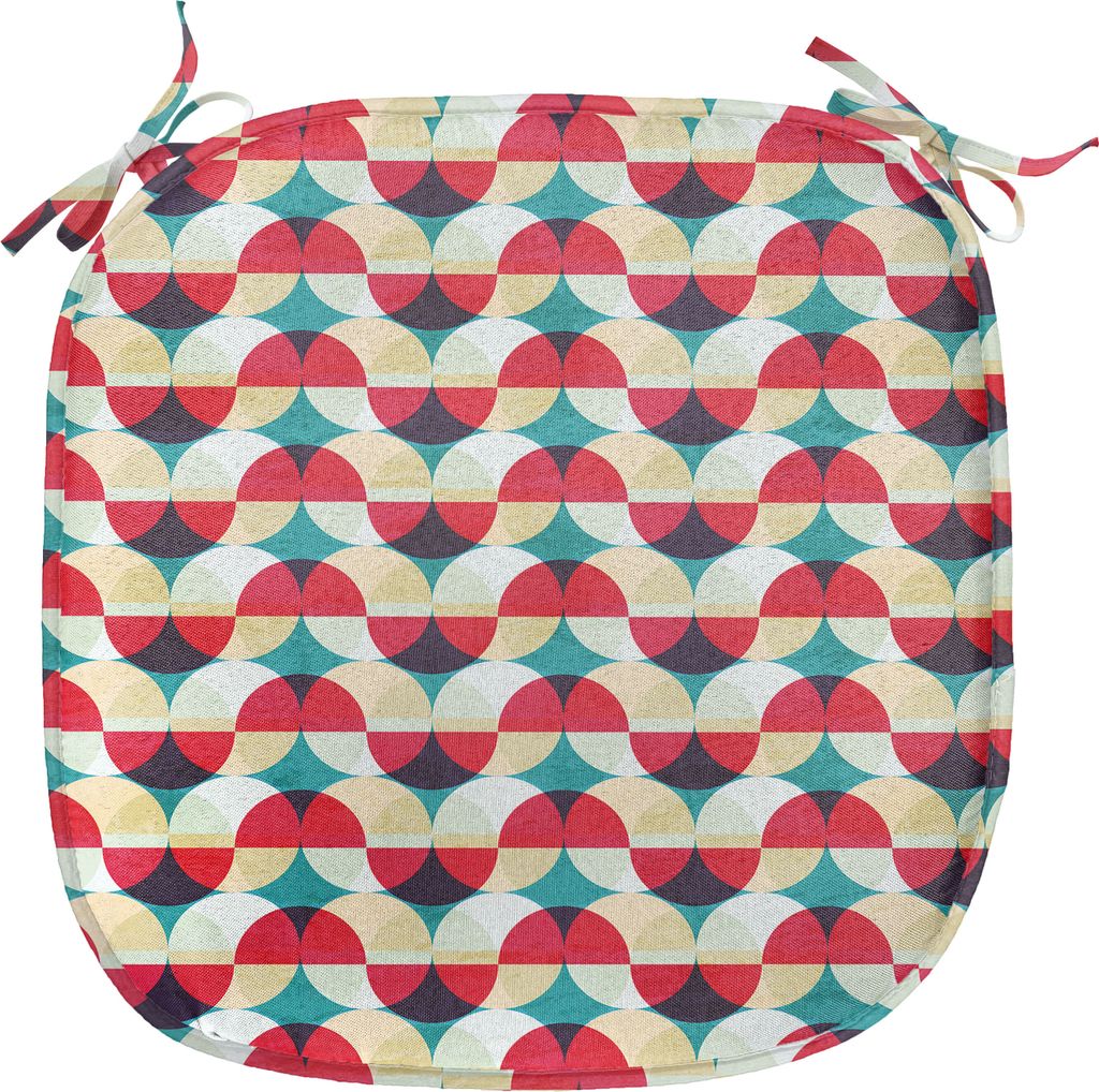 ABAKUHAUS Jahrgang Polster für Esszimmerstühle, Retro geometrischer Kreis, Dekoratives wasserfestes Kissen mit Riemen für Küchensitze, 40 cm x ...