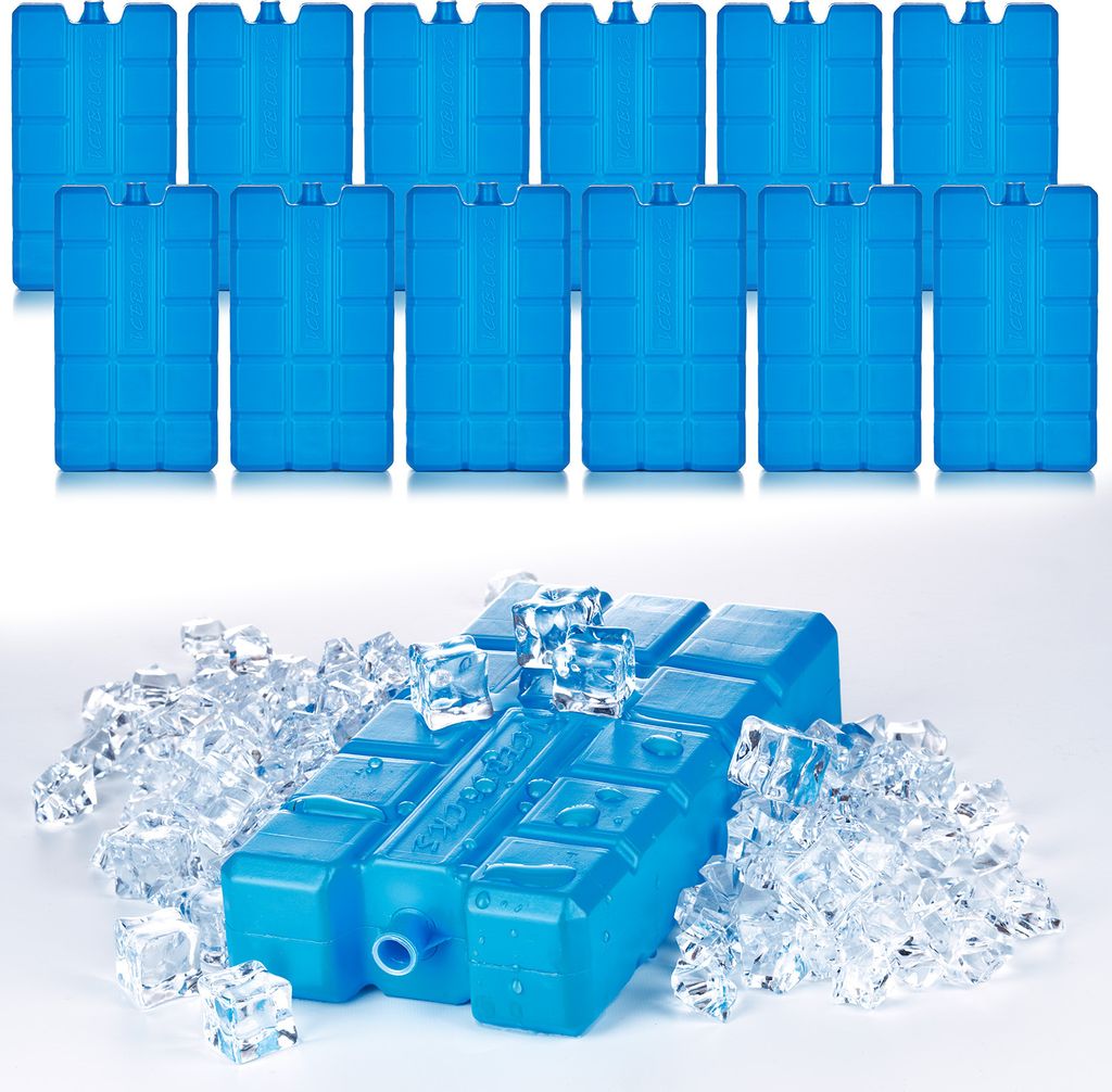 BigDean 12er Set Kühlakkus je 200ml - 12h lange Kühlung - perfekt für Kühltasche & Kühlbox -15 x 8 x 2 cm- Kühlelemente Kühlpacks Kühlpads- EU