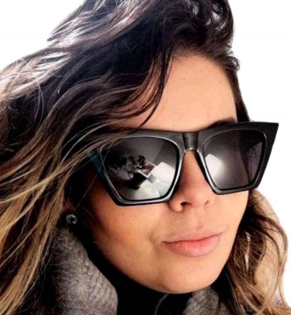 Sonnenbrille - Cat-Eye - Sommer-Styling - UV400 Schutz - Damen - Quadratisch - Schwarz