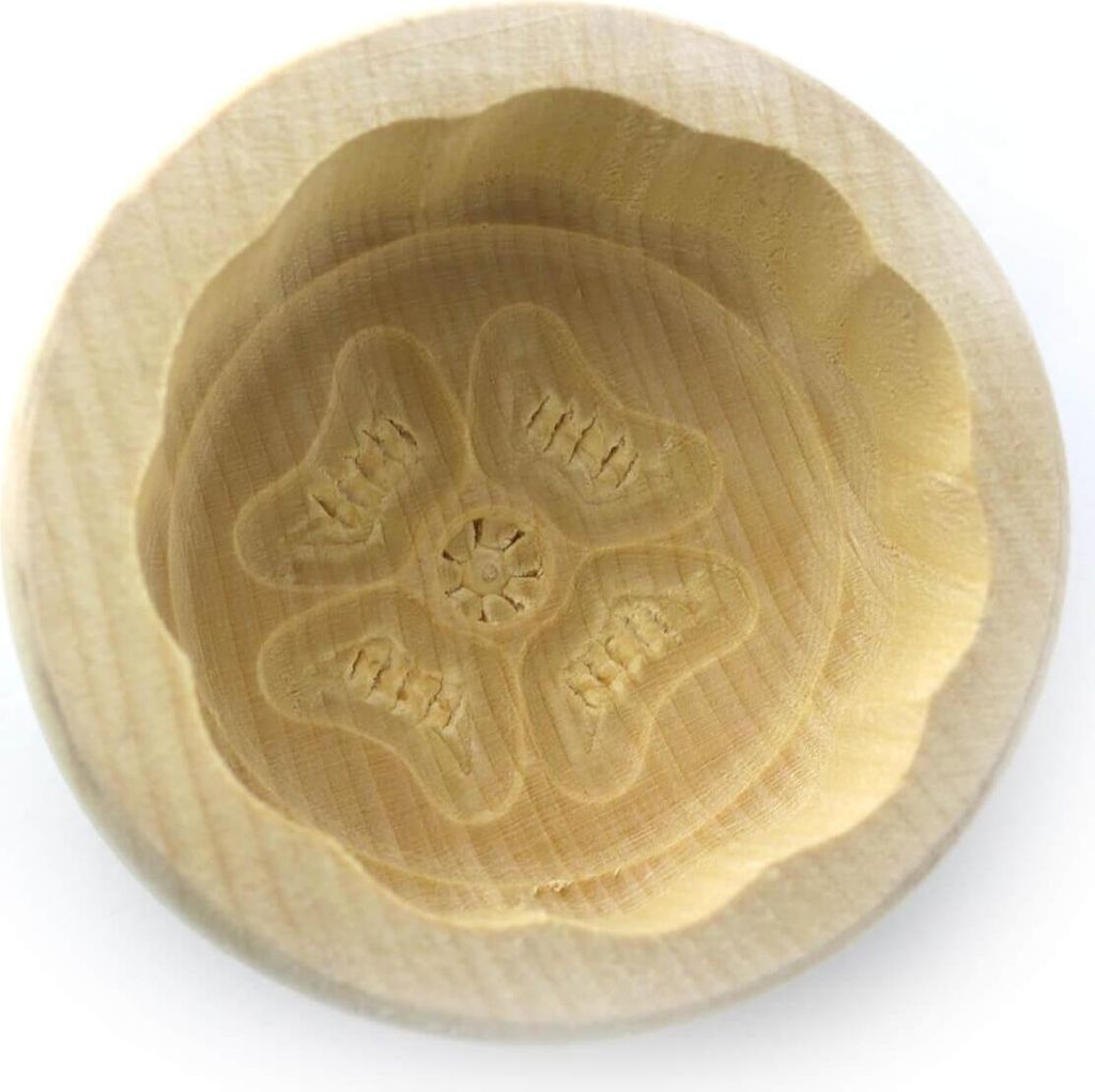 Butterform rund 30 g, aus Ahornholz, 7 cm, Motiv Glücksklee Produktbild 