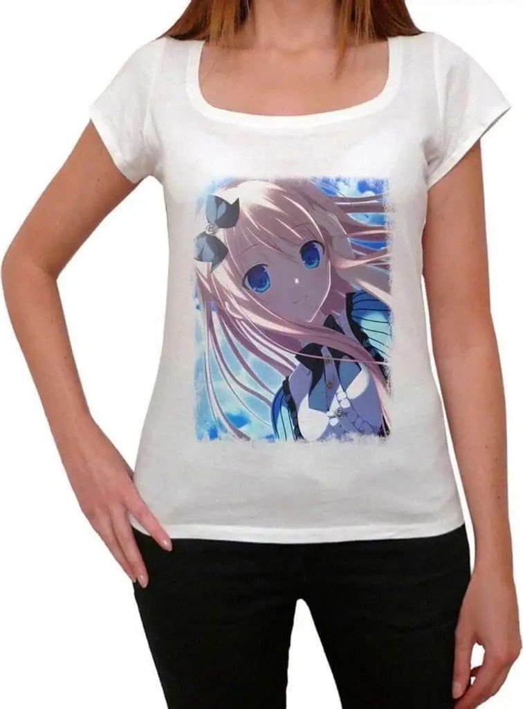 Damen Grafik T-Shirt Blaues Manga-Kleid – Manga Blue Dress – Öko-Verantwortlich Vintage Jahrgang Kurzarm Lustige Druck Geburtstag Geschenk Frau