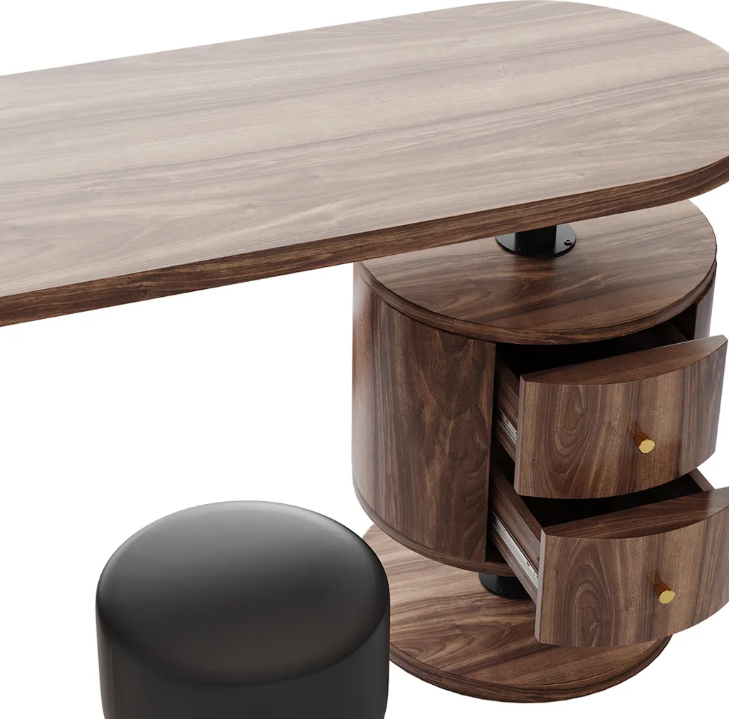 Coiffeuse 120cm chêne rustique Vicco Lara avec tabouret solide et large - 6