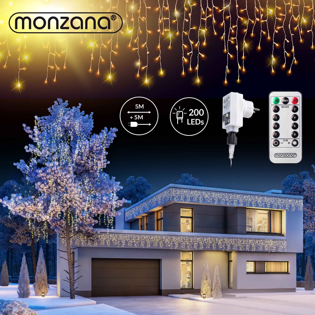 MONZANA® Wróżki 200 LED 10m zdalne sterowanie 8 trybów Zdjęcie produktu 